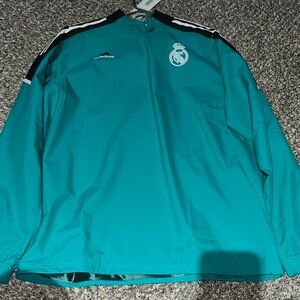 Adidas Men's Teal Real Madrid practice neck zip jacket with tag